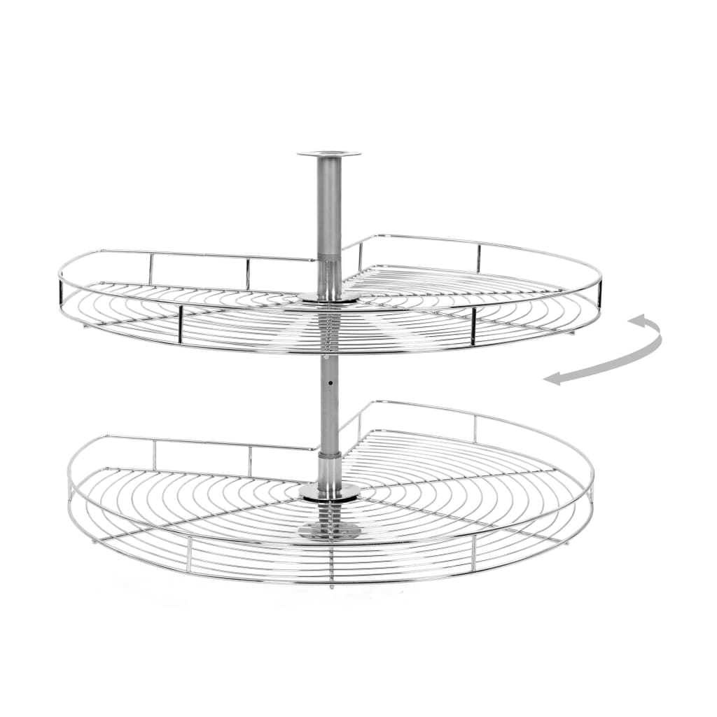 vidaXL 2-poziomowy kosz do kuchni, srebrny, 270 stopni, 82x82x80 cm
