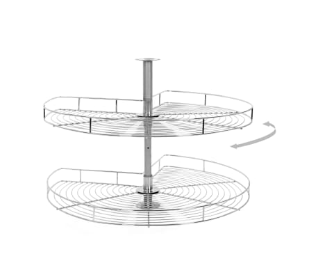 vidaXL Kuhinjska košara 2-nadstropna srebrna vrtljiva 82x82x80 cm