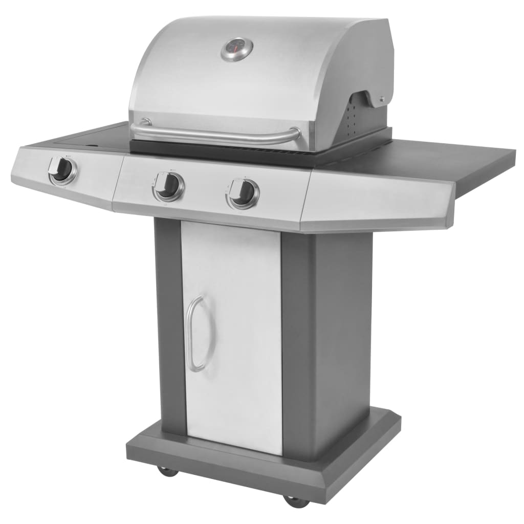 Barbacoa grill de gas 2+1 quemadores negra y plateada