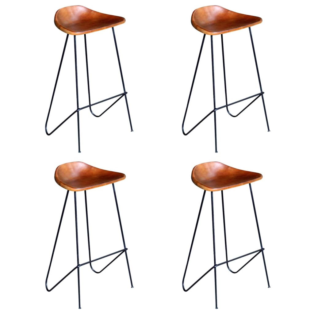 vidaXL Barske stolice od prave kože 4 kom smeđe