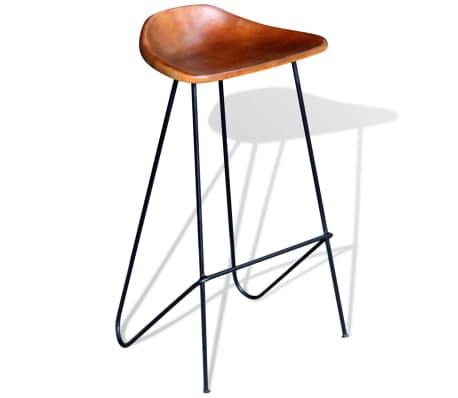 vidaXL Barstoelen 4 st echt leer bruin