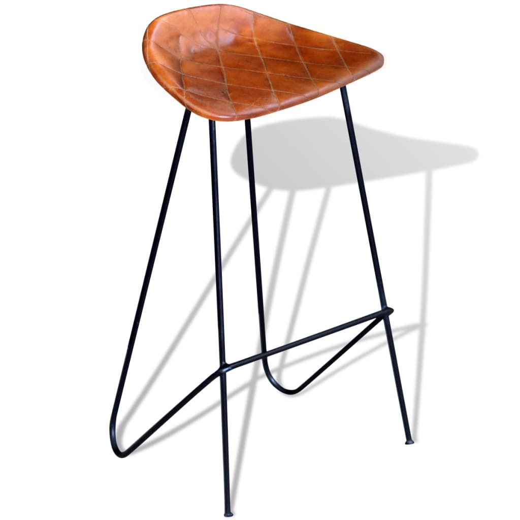 

vidaXL Barstoelen 6 st echt leer bruin