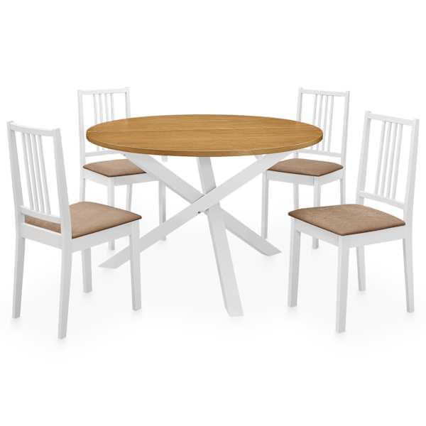 vidaXL 5-osaline s&ouml;&ouml;gitoakomplekt, MDF, valge