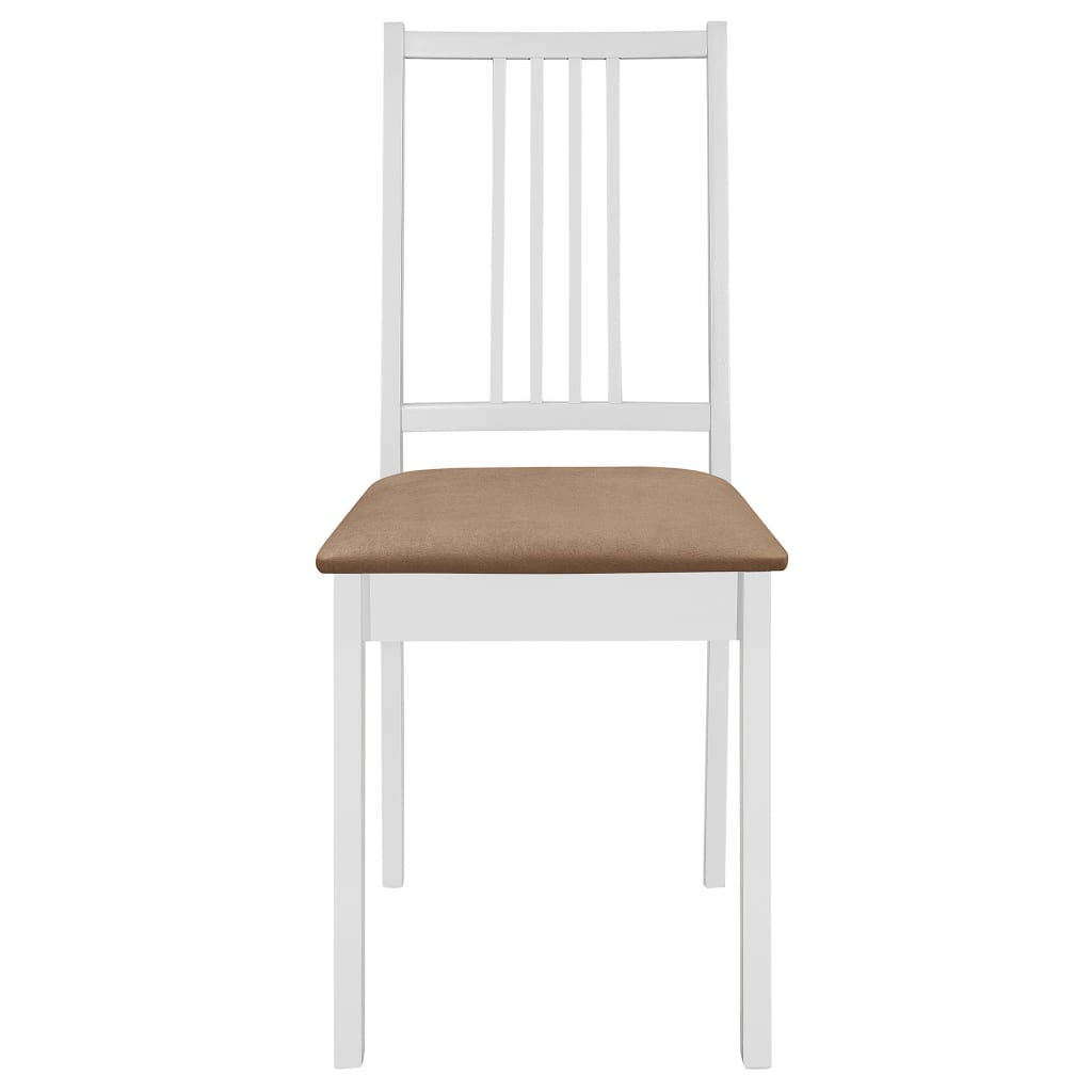 Esszimmerstühle mit Polstern 6 Stk. Weiß Massivholz-3