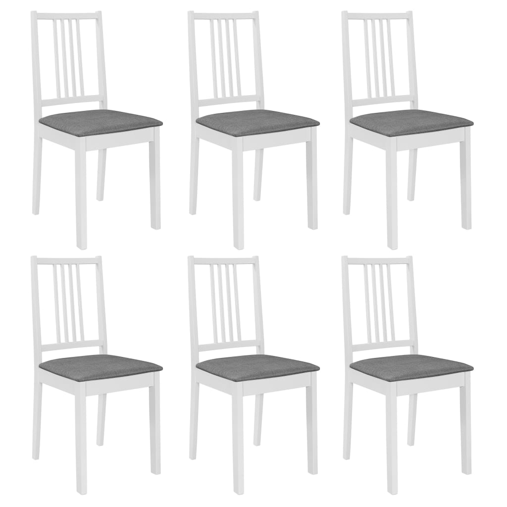 Jídelní židle s poduškami 6 ks bílé masivní dřevo