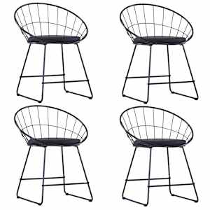 Jedilni stoli s sedeži iz umetnega usnja 4 kosi črno jeklo