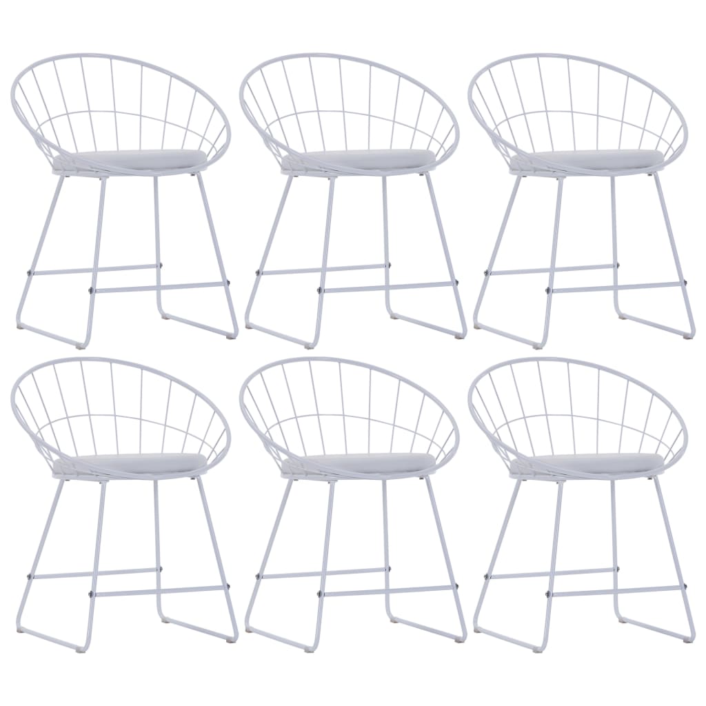 Esszimmerstühle mit Kunstledersitzen 6 Stk. Weiß Stahl