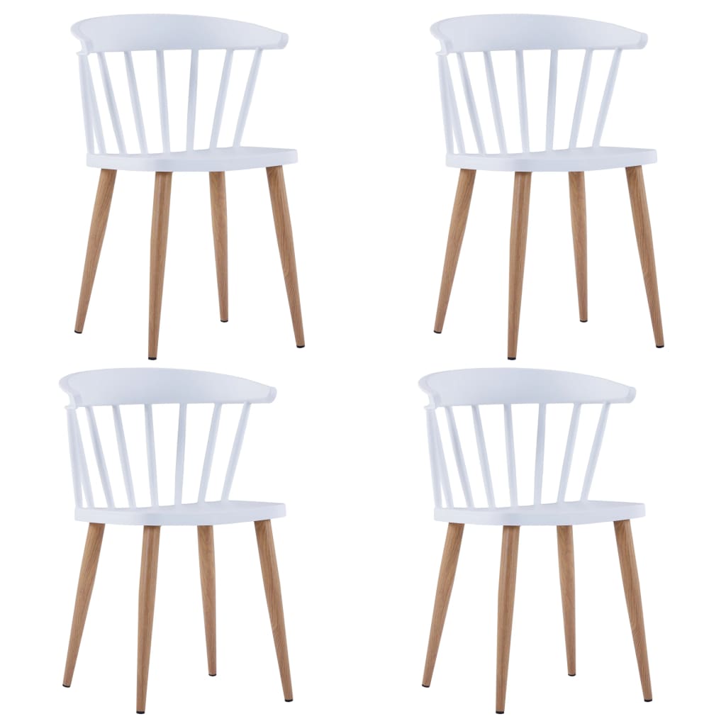Chaises à manger lot de 4 blanc plastique et acier