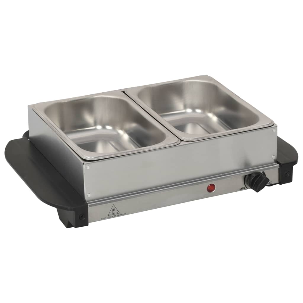 

vidaXL Buffetwarmer 200 W 2x1,5 L roestvrij staal