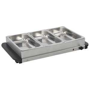 vidaXL Buffetvarmer rustfritt st&aring;l 300 W 3x2,5 L