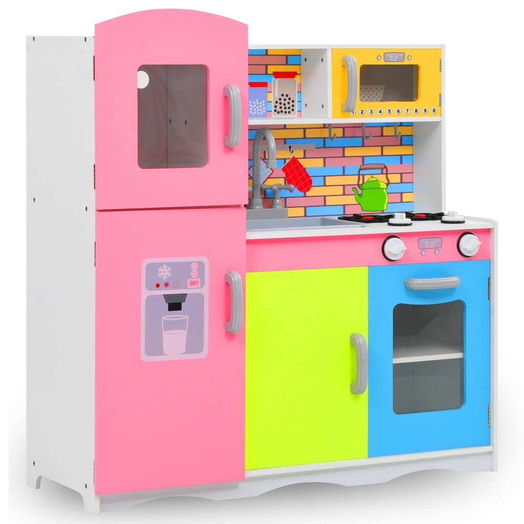 vidaXL Bucătărie de jucărie pentru copii, multicolor, 80x30x85 cm, MDF imagine vidaxl.ro