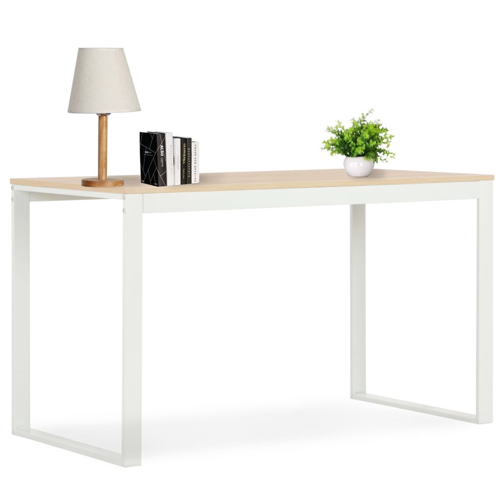 PC stůl bílý a dubový odstín 120 x 60 x 70 cm