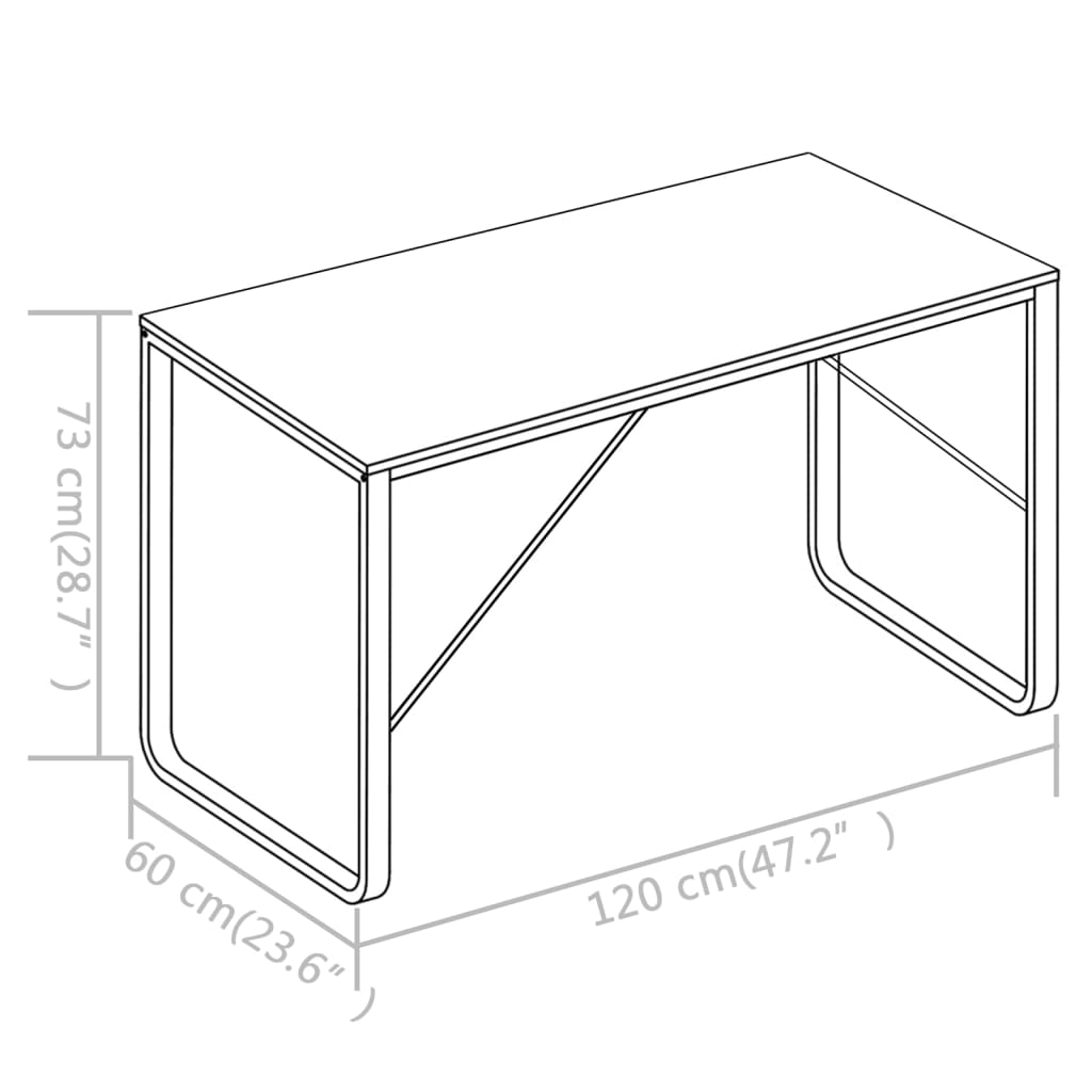 Fekete-tölgyszínű számítógépasztal 120 x 60 x 73 cm 