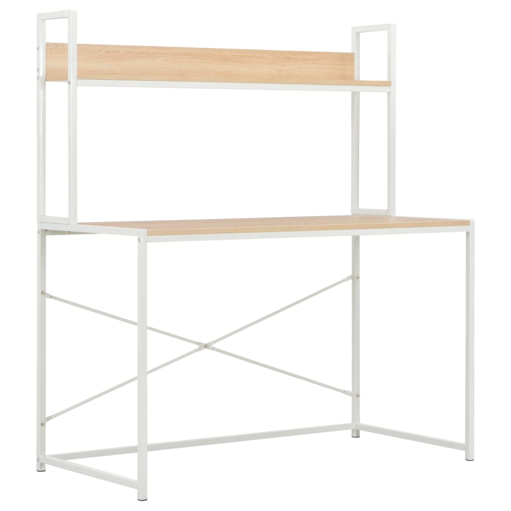 

vidaXL Computer Desk White and Oak 47.2"x23.6"x54.3"