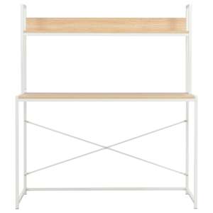 vidaXL パソコンデスク ホワイト＆オーク 120x60x138cm