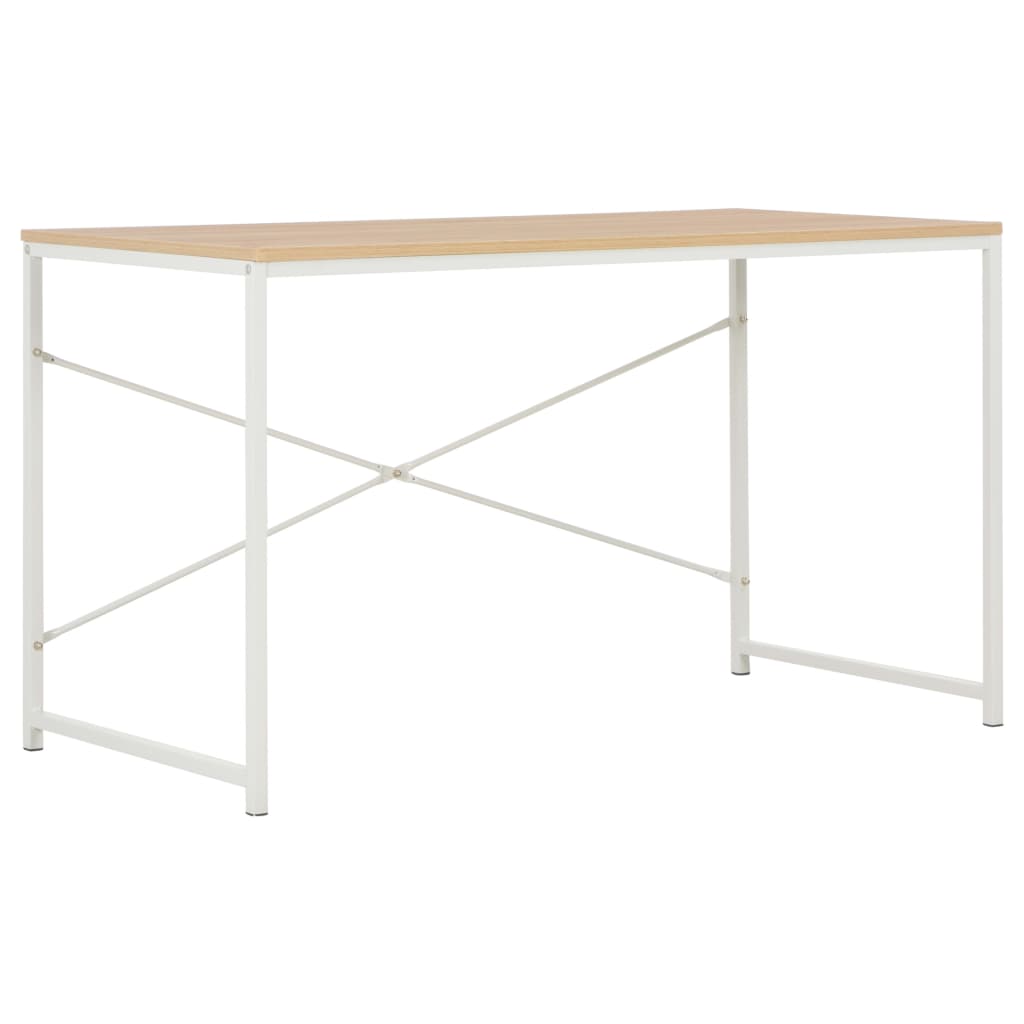 PC stůl bílý a dubový odstín 120 x 60 x 70 cm