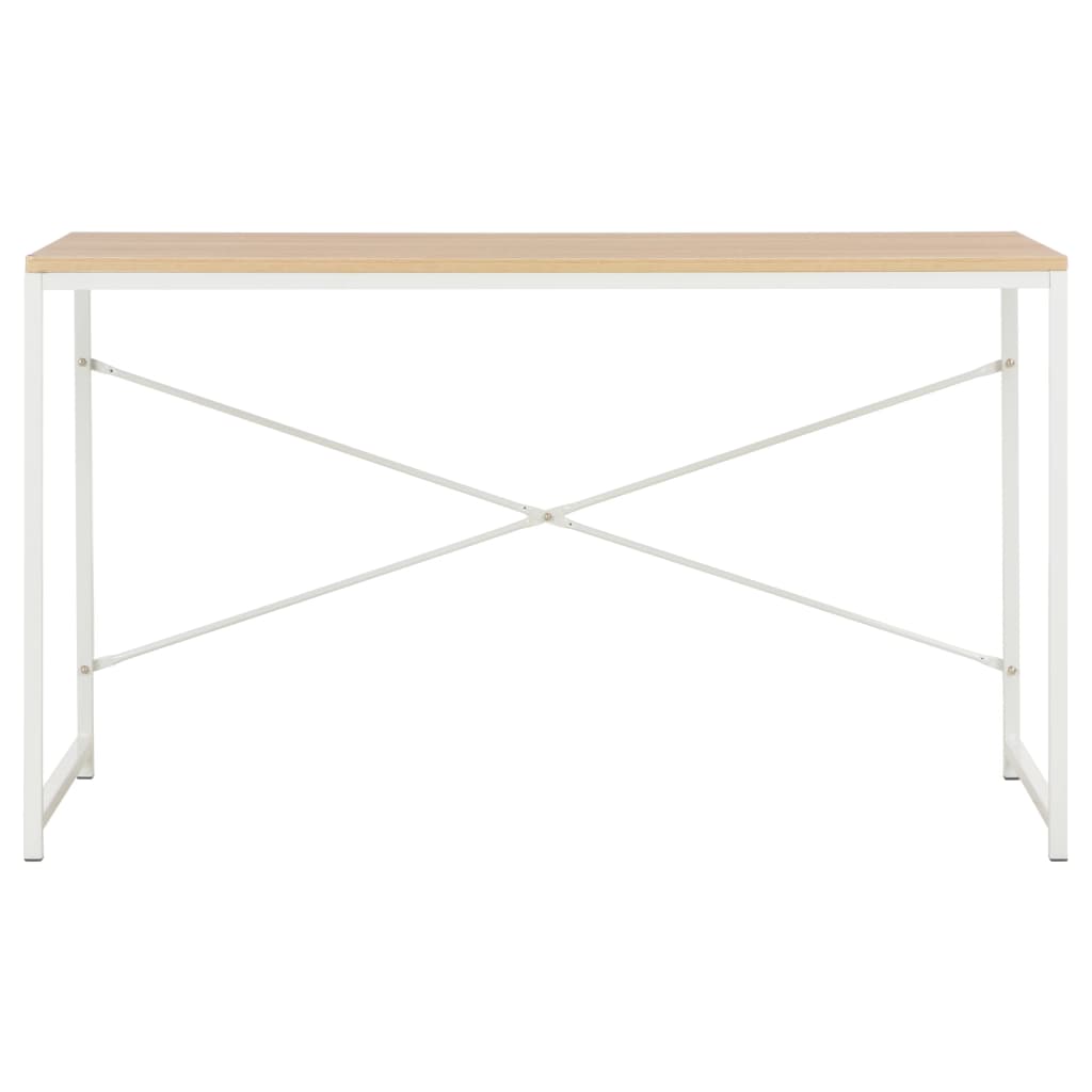 

vidaXL Computerbureau 120x60x70 cm wit en eikenkleurig