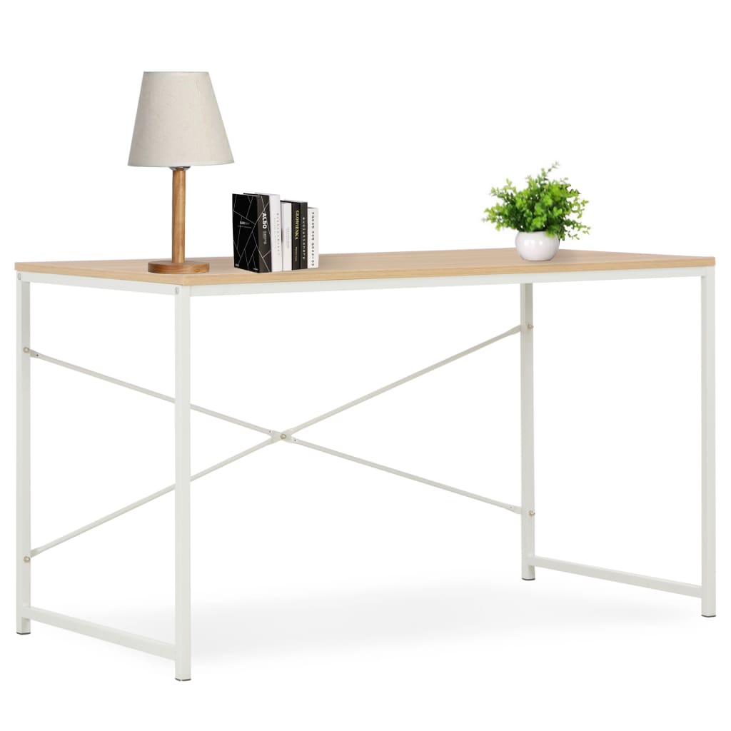 Photos - Office Desk VidaXL Computer Desk White and Oak 120x60x70 cm 