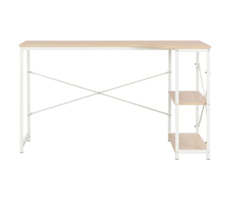 vidaXL Databord hvit og eik 120x72x70 cm