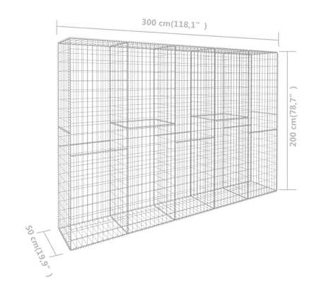 Mur à Gabion En Acier Galvanisé - Dimensions 600x30x50 Cm, Avec Couvercles, Pour Aménagement Extérieur