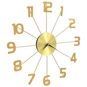 vidaXL Horloge murale M&eacute;tal 50 cm Dor&eacute;