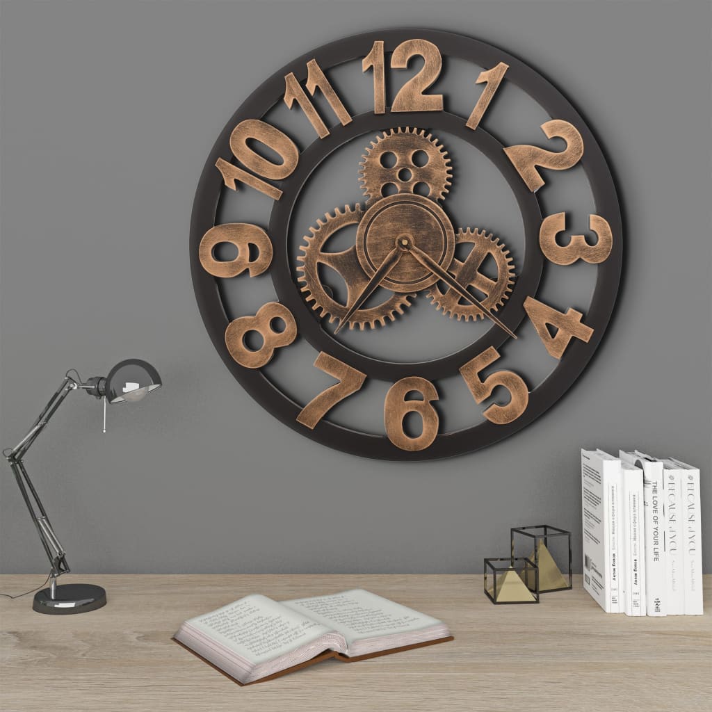 vidaXL Ceas de perete, auriu și negru, 58 cm, metal Casă & grădină > Decorațiuni casă și accesorii > Ceasuri > Ceasuri de perete