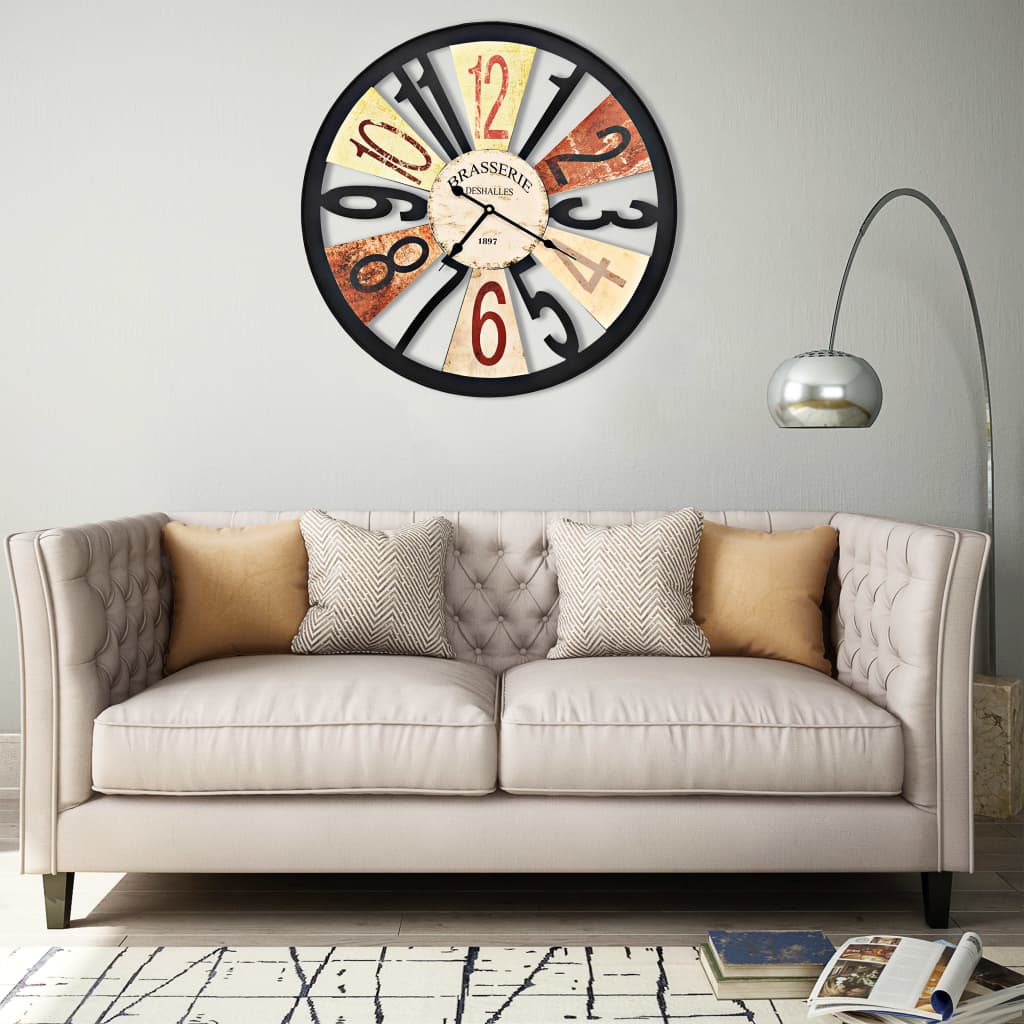 vidaXL Ceas de perete, multicolor, 60 cm, metal Casă & grădină > Decorațiuni casă și accesorii > Ceasuri > Ceasuri de perete