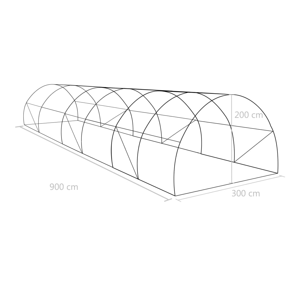 Szklarnia ogrodowa, 27 m², 900x300x200 cm