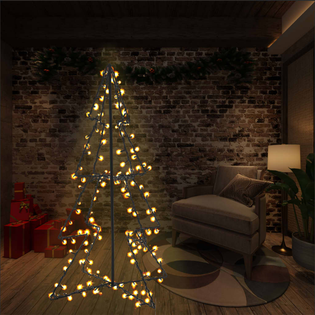 vidaXL Brad Crăciun conic, 78×120 cm, 160 LED-uri, interior & exterior