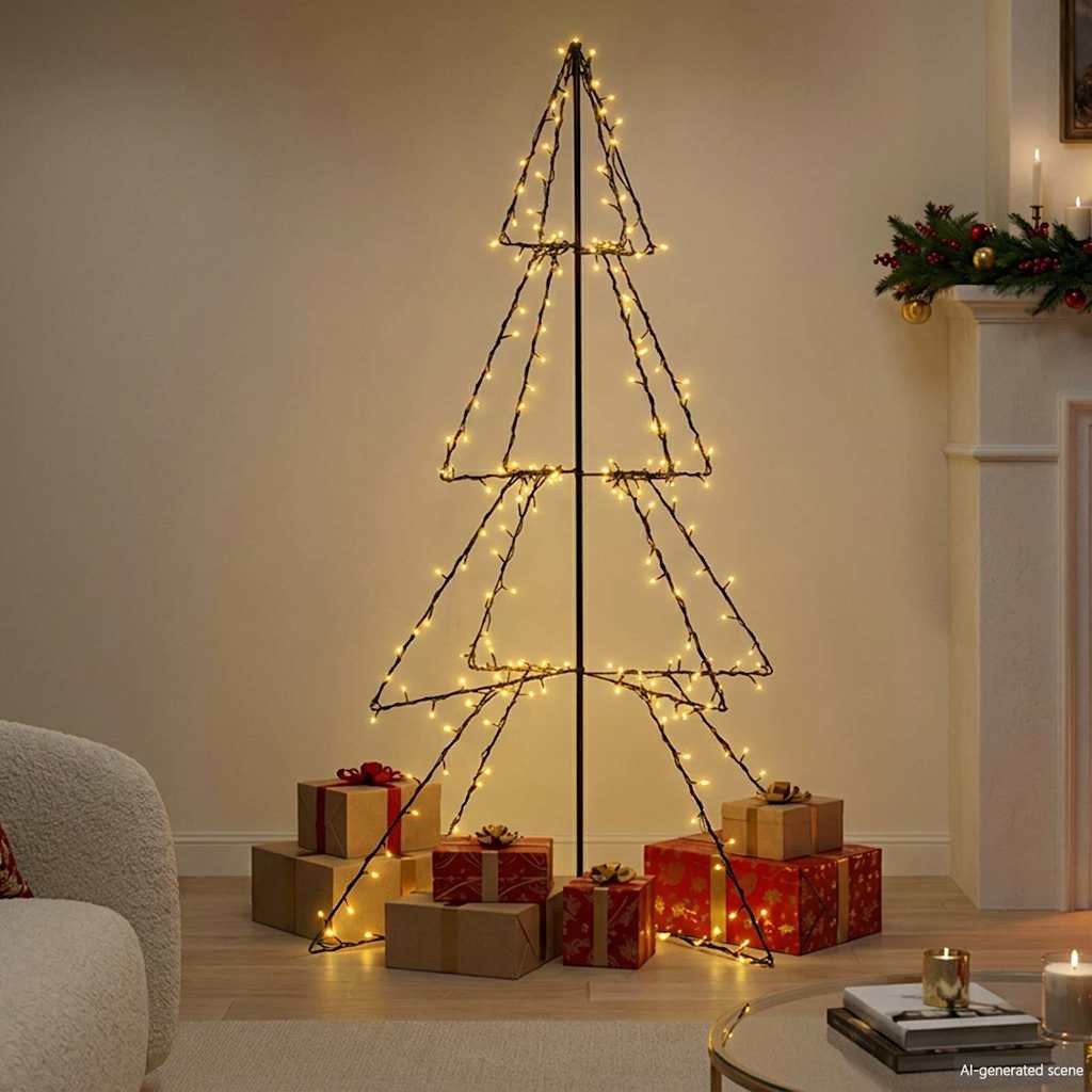 vidaXL Brad de Crăciun conic 240 LED-uri interior & exterior 115x150cm