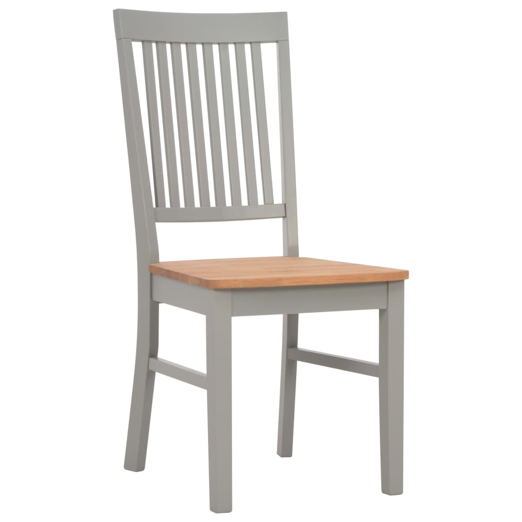 vidaXL Krzesła stołowe, 4 szt., szare, lite drewno dębowe