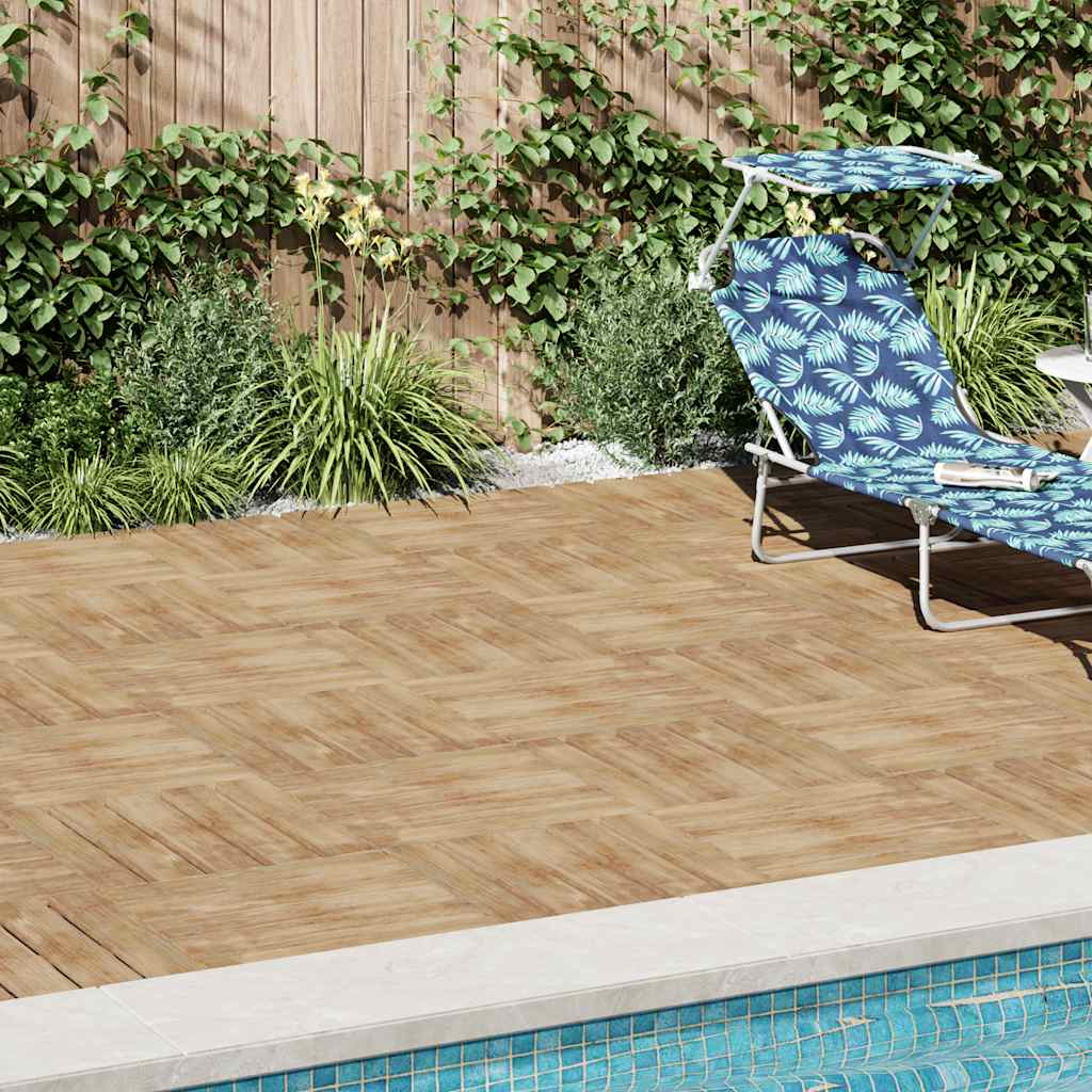 vidaXL Plăci de pardoseală, 12 buc., maro, 50 x 50 cm, lemn