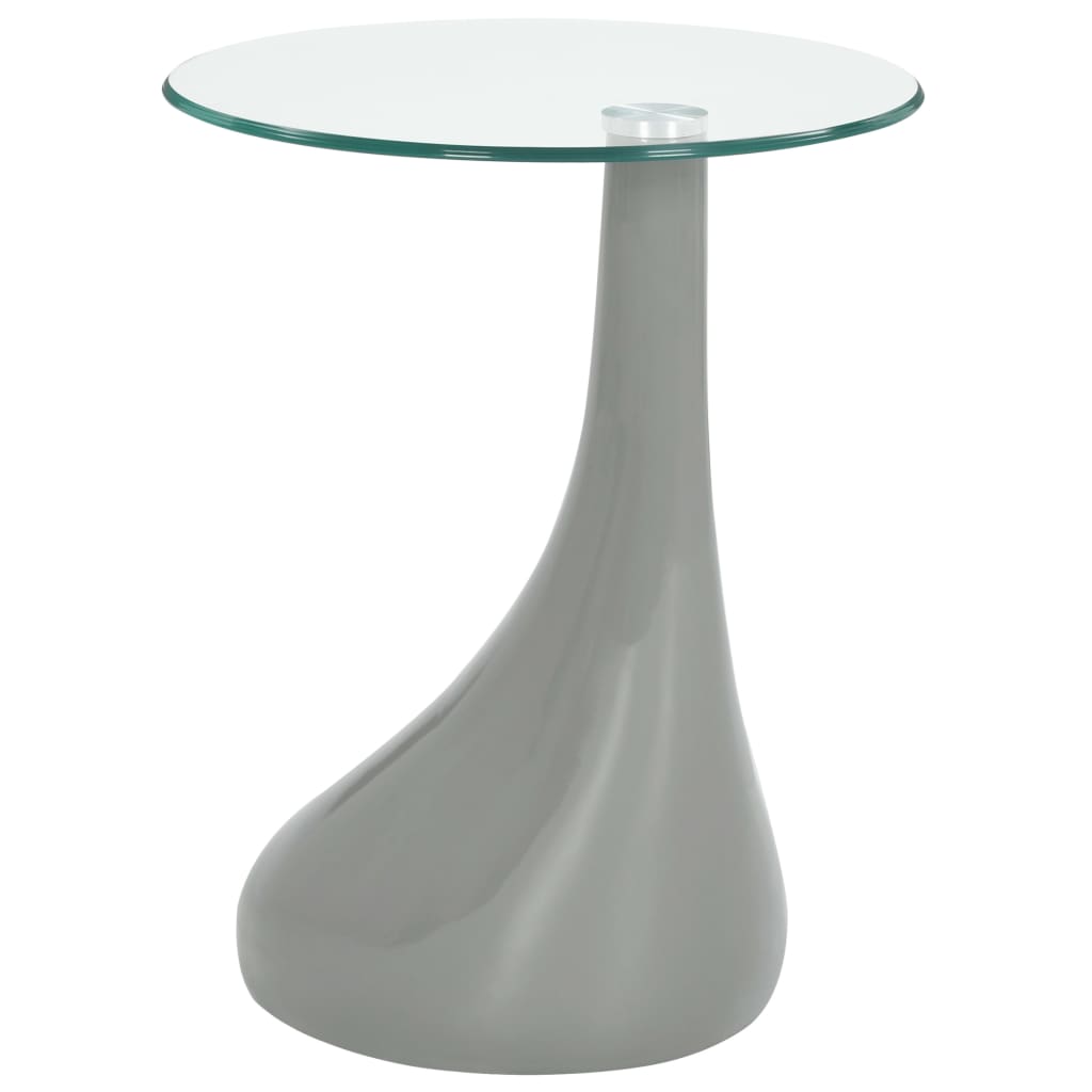 vidaXL Coffee Table with Round Glass Top High Gloss Grey