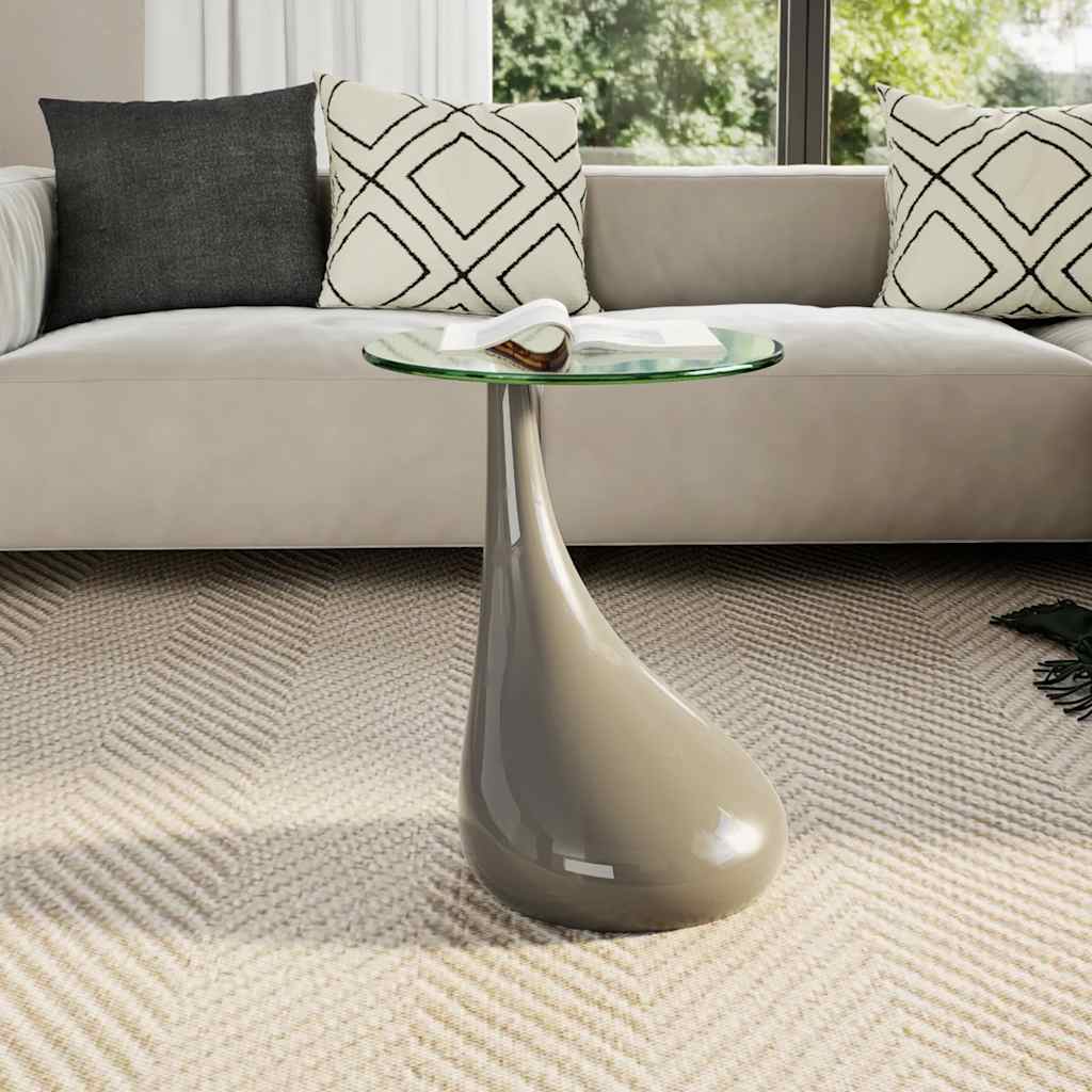 

vidaXL Salontafel met rond glazen tafelblad hoogglans grijs