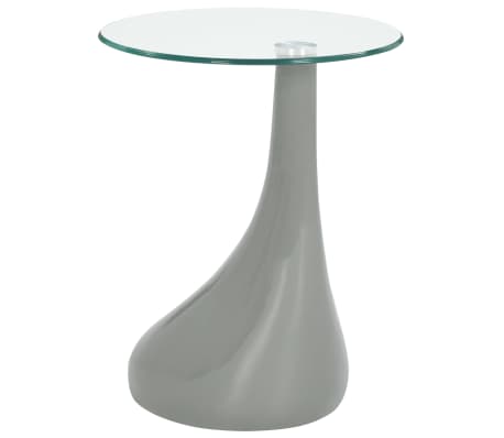 vidaXL Table basse avec dessus de table en verre rond Gris brillant