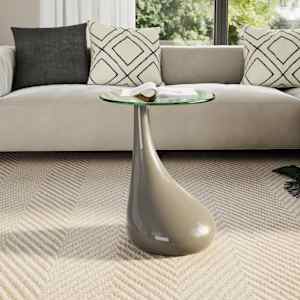 vidaXL Salongbord med rund glassflate høyglans grå