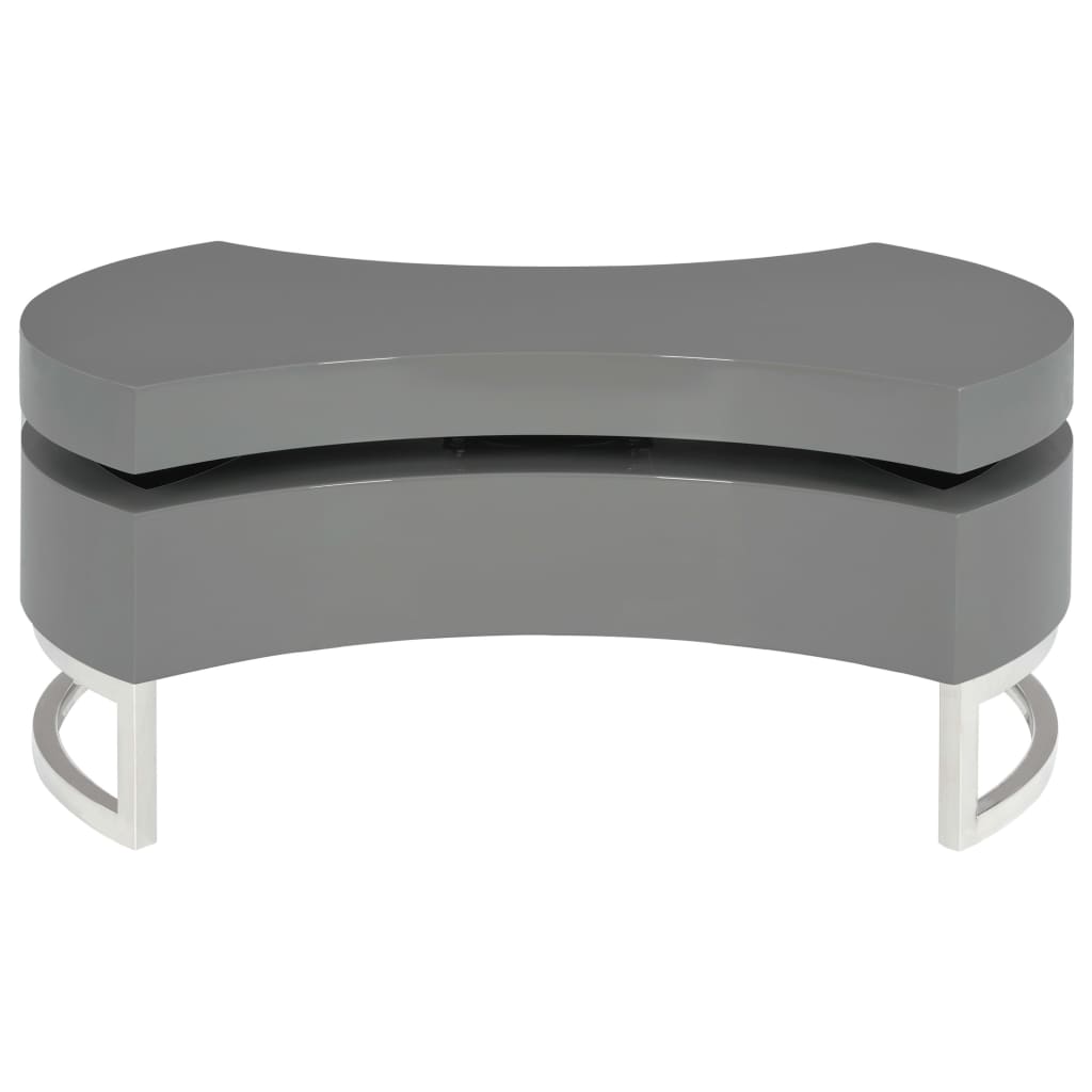 vidaXL Coffee Table Shape-Adjustable High Gloss Grey