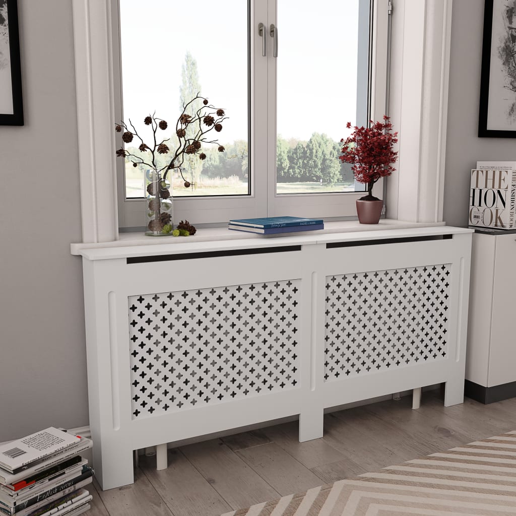 10: vidaXL radiatorskjuler MDF 172x19x81,5 cm hvid