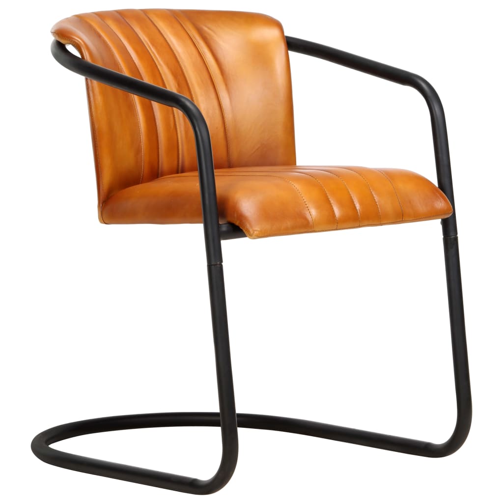 vidaXL spisebordsstole 2 stk. ægte læder gyldenbrun