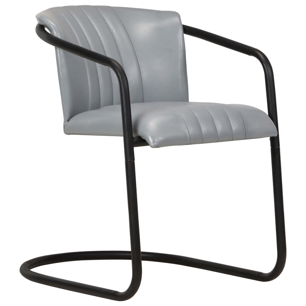 Jídelní židle 2 ks šedé pravá kůže