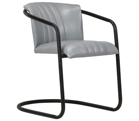 vidaXL Krzesła stołowe, 2 szt., szare, skóra naturalna