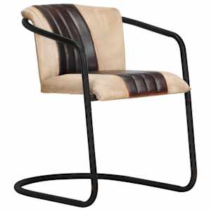 vidaXL Valgomojo kėdės, 2vnt., rudos spalvos, tikra oda