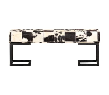 vidaXL Ławka 110 cm, czarna, patchworkowa, prawdziwa kozia sk&oacute;ra