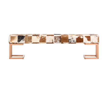 vidaXL Lavice 160 cm hněd&aacute; patchwork prav&aacute; koz&iacute; kůže