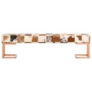 vidaXL Lavice 160 cm hněd&aacute; patchwork prav&aacute; koz&iacute; kůže