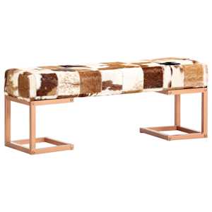 Lavice 110 cm hnědá patchwork pravá kozí kůže - obrázek 10