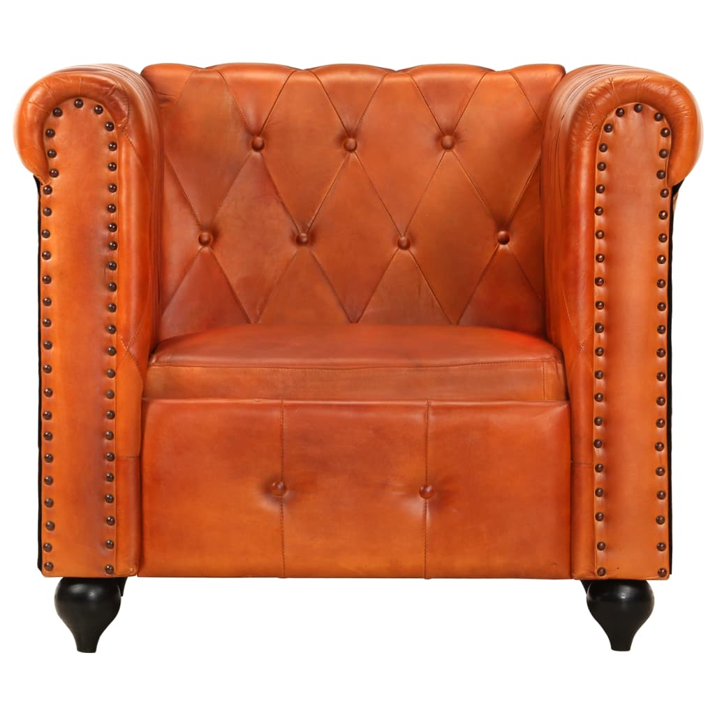 

vidaXL Fauteuil Chesterfield-stijl echt leer tan