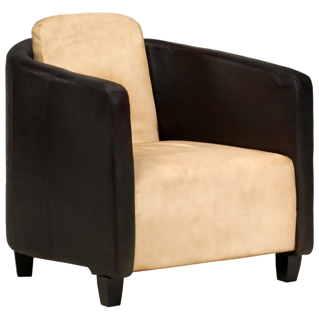 Fauteuil Brun Roux Et Noir Cuir Véritable VidaXL 12 width=274