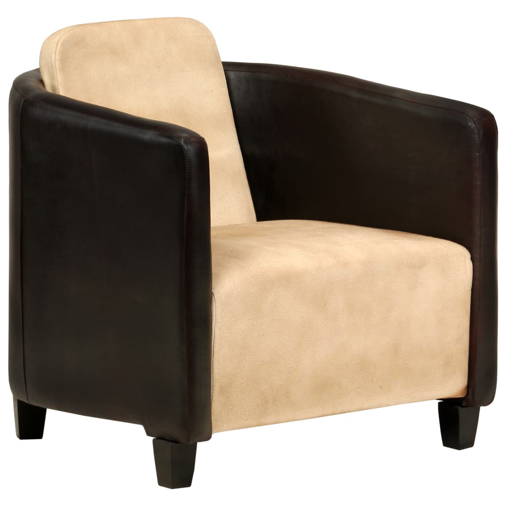 Fauteuil Brun Roux Et Noir Cuir Véritable VidaXL 19 width=274