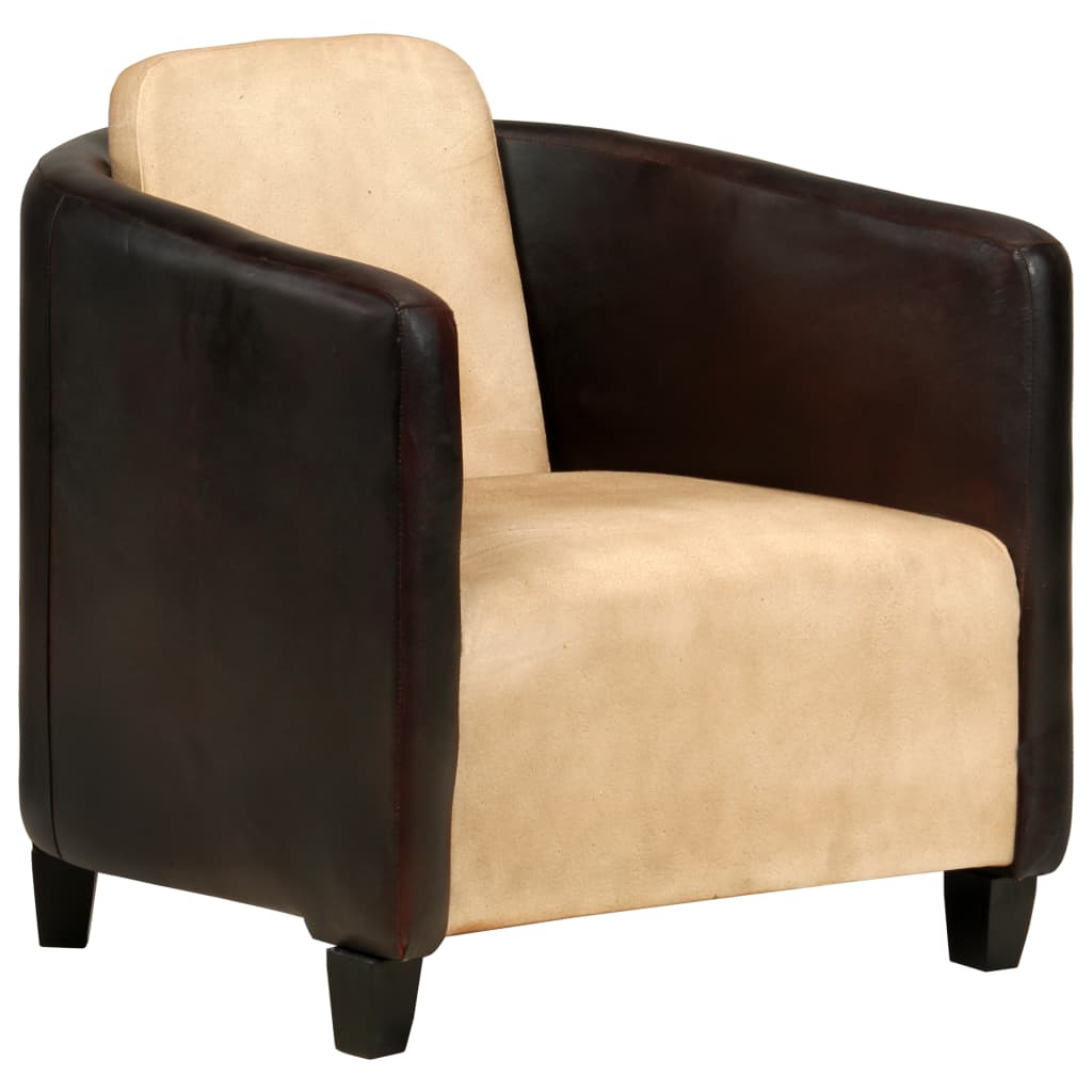 Fauteuil Brun Roux Et Noir Cuir Véritable VidaXL 21 width=274